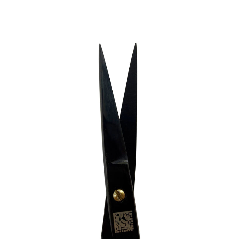 Blade alignment close-up of straight Power Bow iris scissors