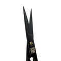 Pivot screw detail of Power Bow iris scissors black edition finish