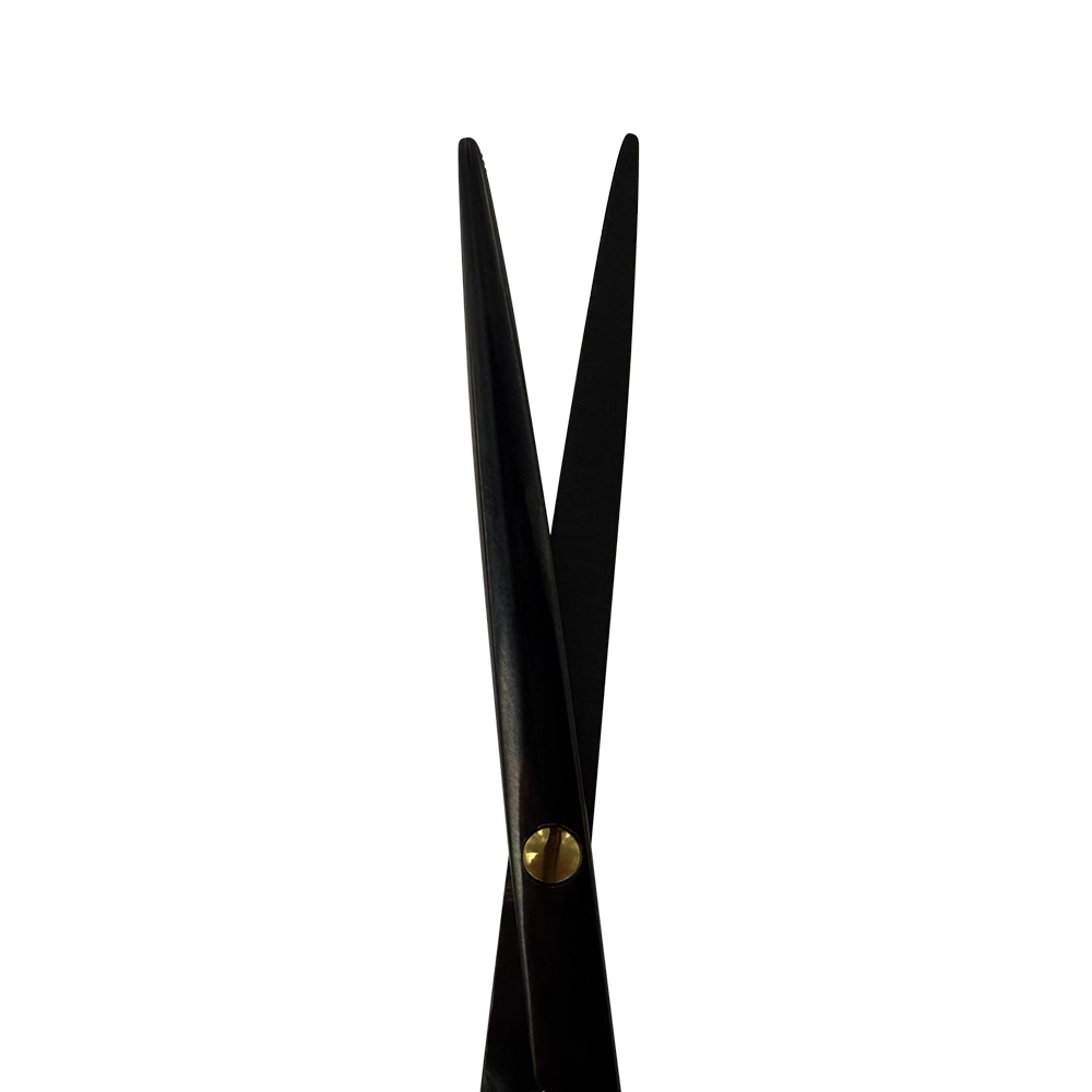 Detailed view of the curved rounded-tip blades on Power Bow Metzenbaum scissors