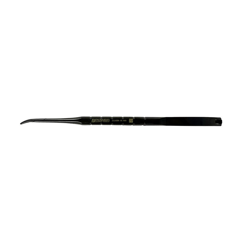 Power Castroviejo curved 18 cm needle holder with tungsten carbide jaws and black titanium finish, SKU 5516BN