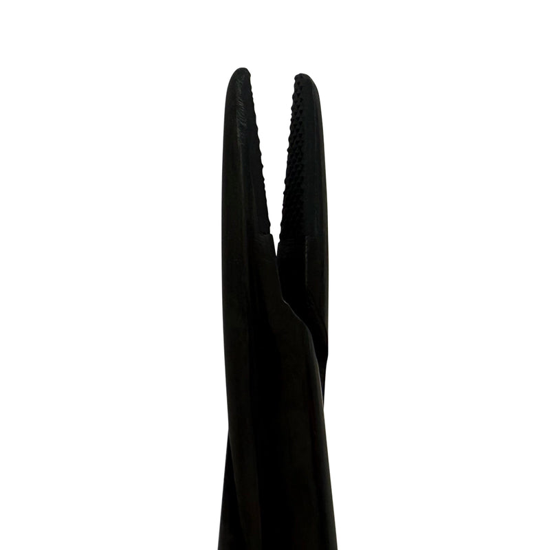 Close-up of straight Castroviejo needle holder jaws, Power Black Titanium