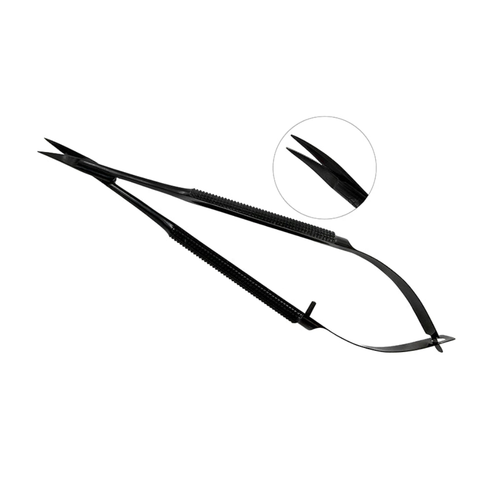 Power Castroviejo Super Cut Tissue Cutting Scissors – Curved, 5.5 in (14 cm) – Black Titanium