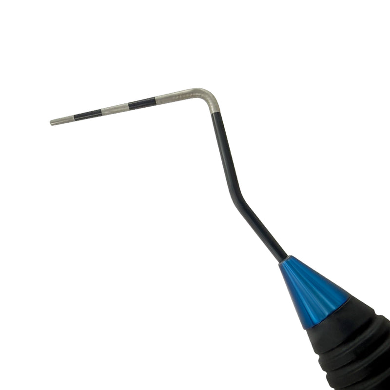 Macro close-up of CP12 periodontal probe tip with 3-6-9-12 mm markings