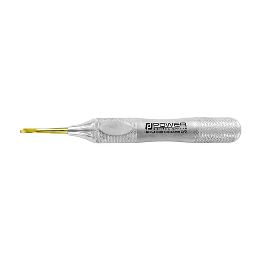 Power Flex Luxator 4035S-4 curved 3.5 mm short-tip serrated titanium instrument