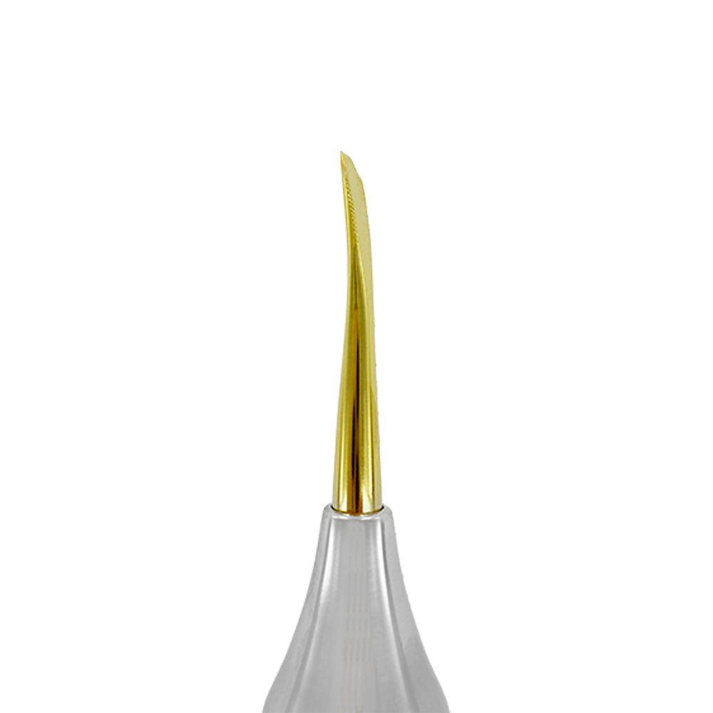 Close-up of serrated titanium tip on Power Flex Luxator curved 3.5 mm