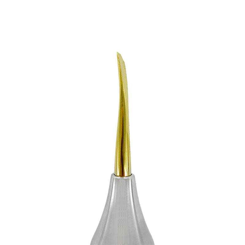 Close-up of serrated titanium tip on Power Flex Luxator curved 3.5 mm