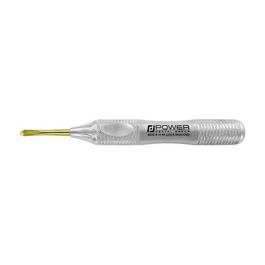 Power Flex Luxator 4035S-6 curved 4.5 mm short-tip serrated titanium instrument
