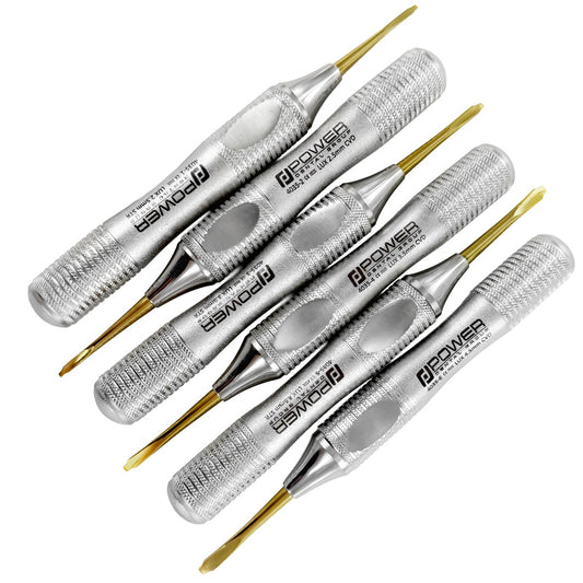 Power Flex Luxator Kit 4035S with six short-tip serrated titanium luxators