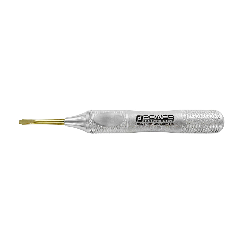 Power Flex Luxator straight 4.5 mm titanium serrated dental instrument side view