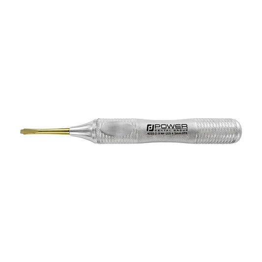 Power Flex Luxator straight 4.5 mm titanium serrated dental instrument side view