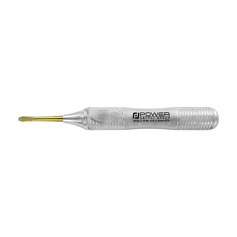 Power Flex Luxator straight 4.5 mm titanium serrated dental instrument side view