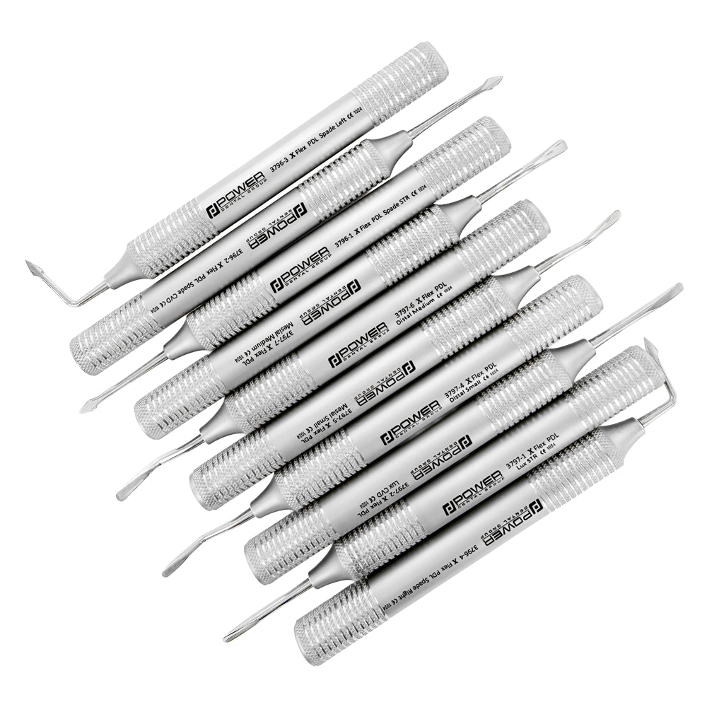 Power Flex PDL Accu Luxating Kit – Titanium, Set of 10 with serrated spade luxators and Accu Lux-Tome elevators