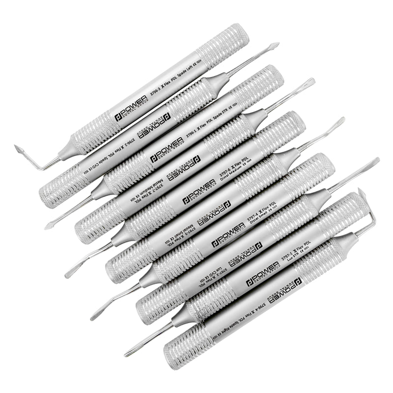 Power Flex PDL Accu Luxating Kit – Titanium, Set of 10 with serrated spade luxators and Accu Lux-Tome elevators