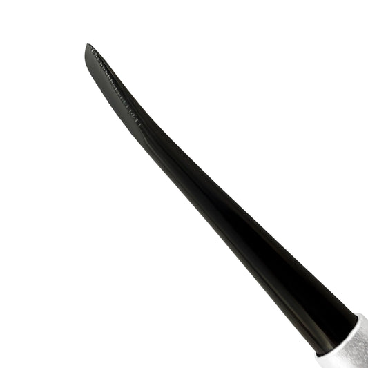 Angled close-up of the tapered 3 mm black titanium-coated tip on Power Flex PDL Luxatome 3799-2