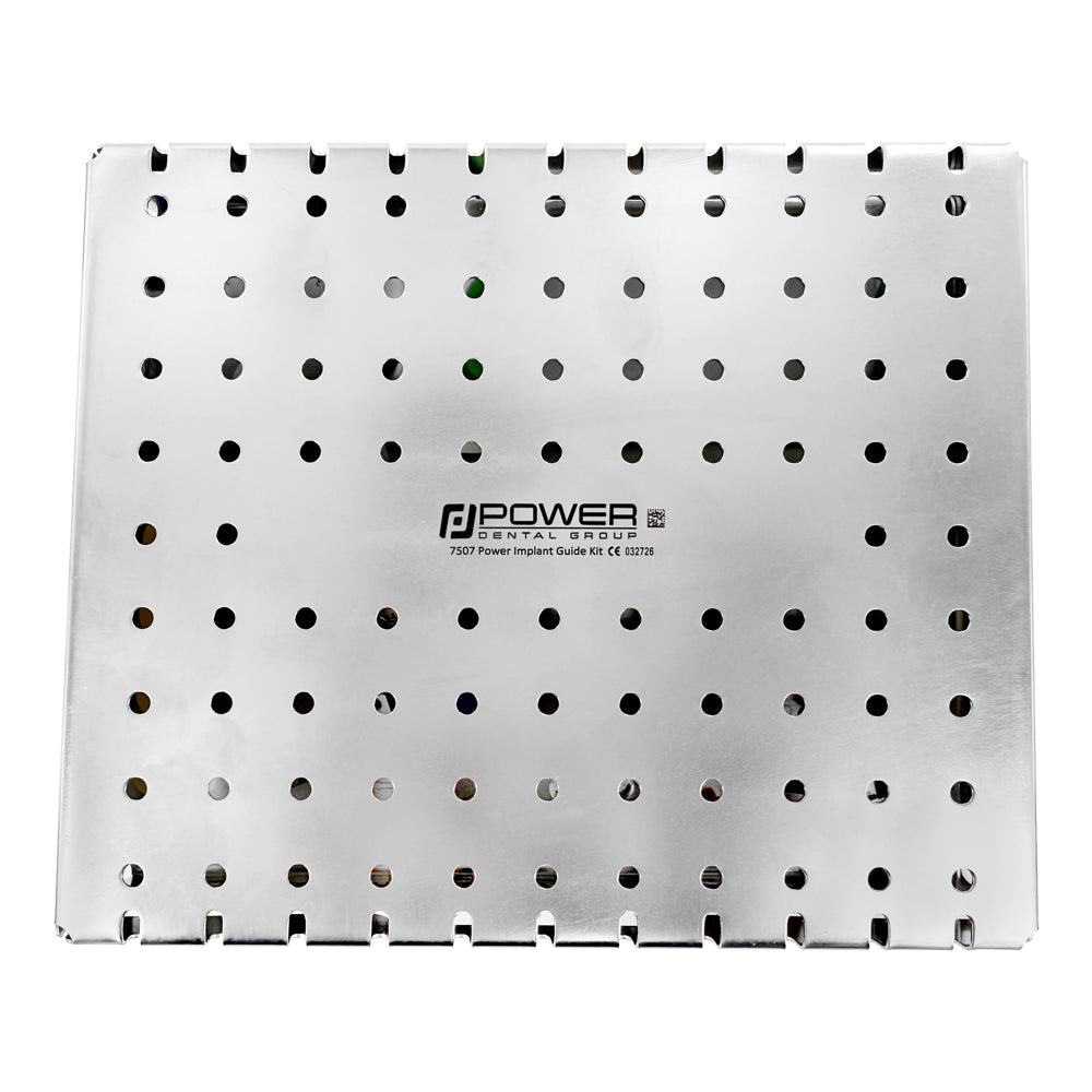Bottom view of the 7507 Power Implant Guide Kit Cassette in stainless steel