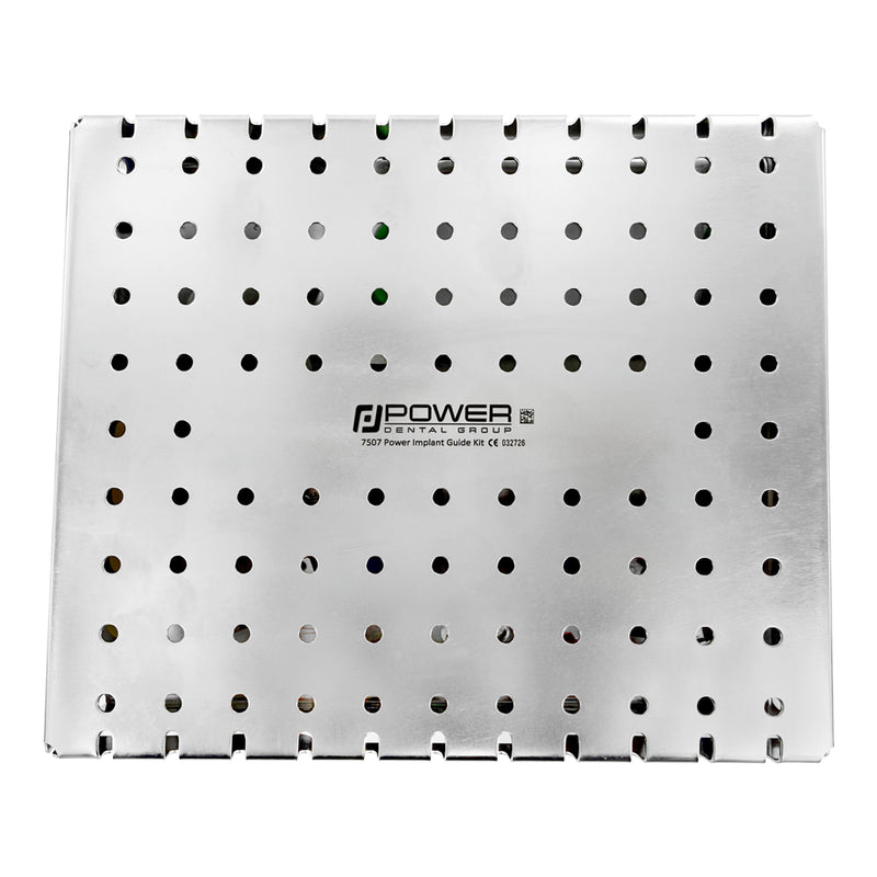Bottom view of the 7507 Power Implant Guide Kit Cassette in stainless steel