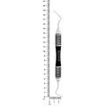 Power Lucas Curette 86AS with premium black ergonomic handle shown with length measurement scale