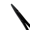 Macro view of the straight thin-tip tungsten carbide gripping surfaces on Mathieu needle holder 5501N