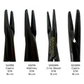 Close-up detail view of the black titanium Power Line needle holder kit, seven-piece set, SKU 5532BN