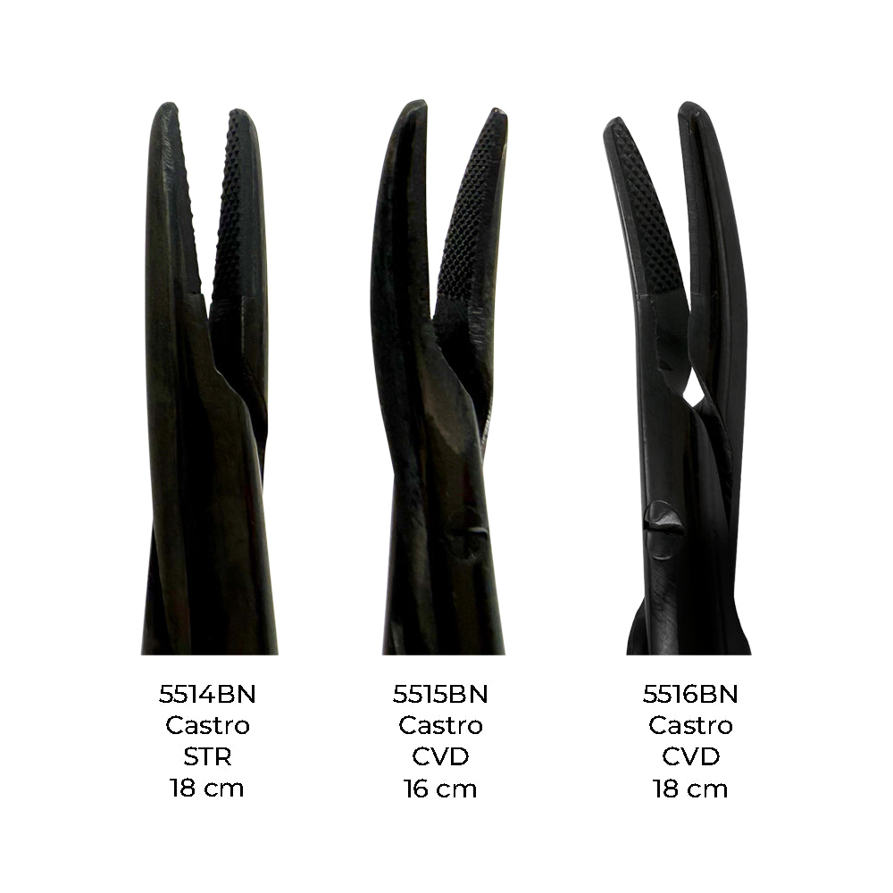 Additional macro view of instruments from the seven-piece Power needle holder kit in black titanium finish, SKU 5532BN