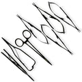 Staged view of the seven-piece Power needle holder kit with black titanium finish, SKU 5532BN