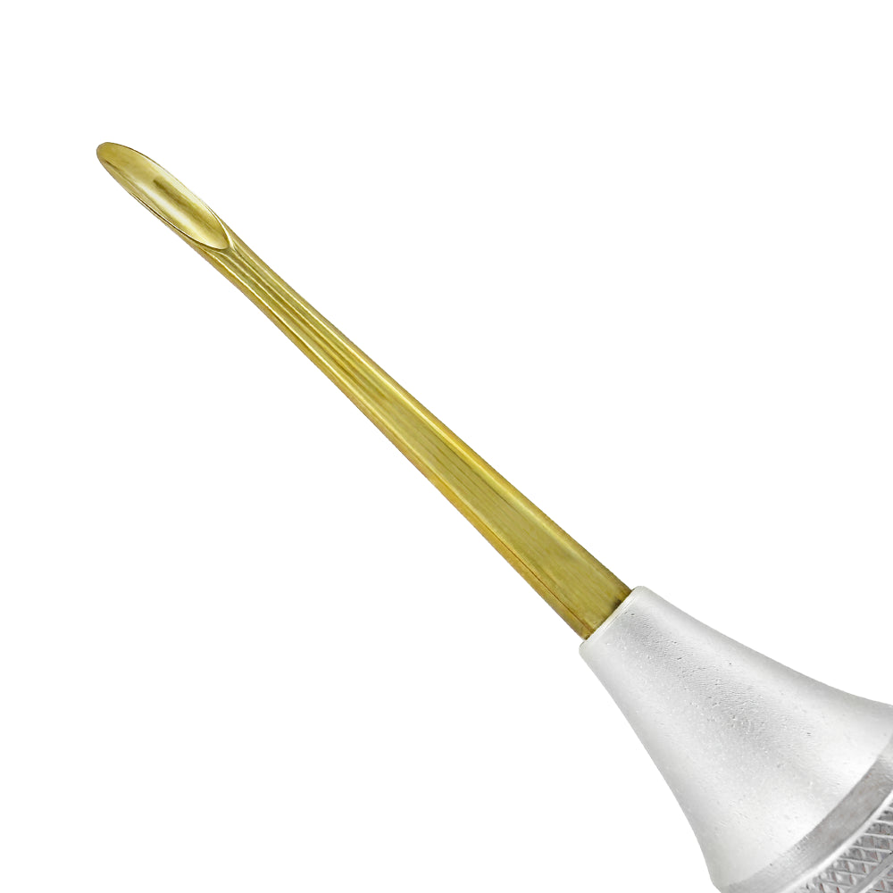 Close-up of concave curved 3.5 mm titanium tip on Rosenbaum 3rd molar elevator