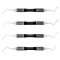 Power Serrated Surgical Lucas Curette Kit, set of four with premium black ergonomic handles