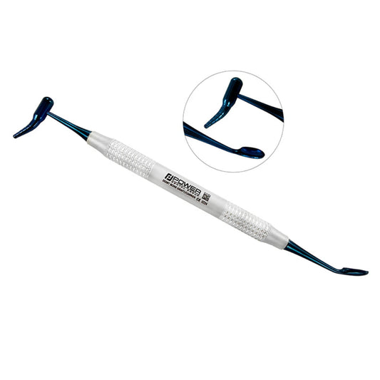 Power Sinus Bone Graft Packer & Carrier (2–10 mm), double-ended titanium instrument, angled full view with working-end detail