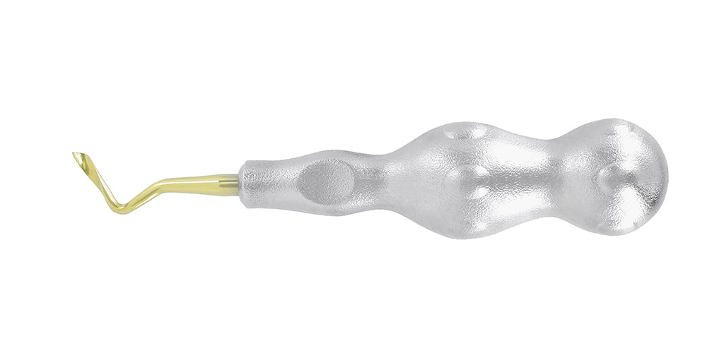Full view of Power Twist Heavy Duty 4 mm curved-left dental elevator