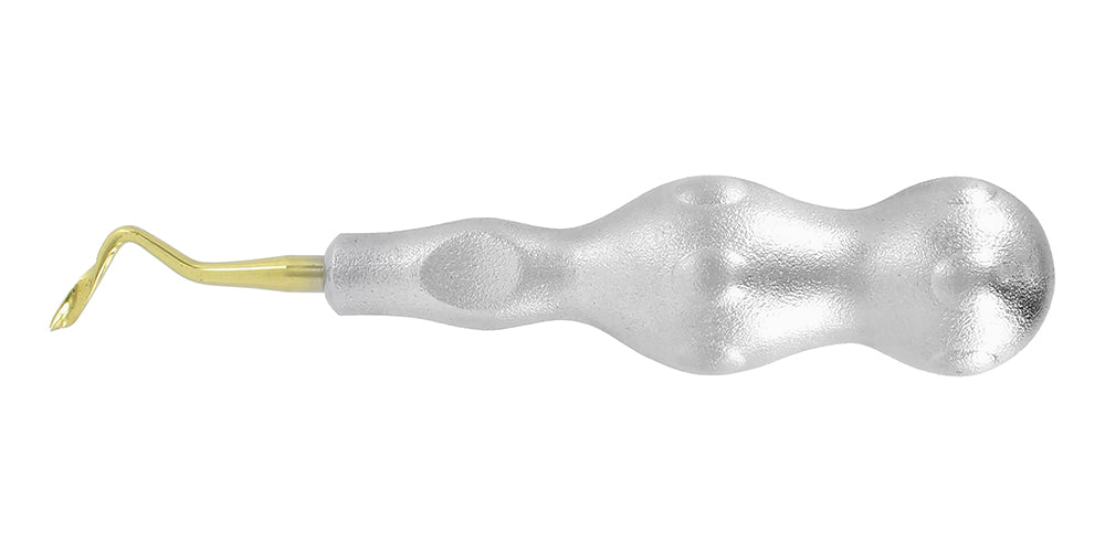 Full view of Power Twist Heavy Duty 4 mm curved-right dental elevator