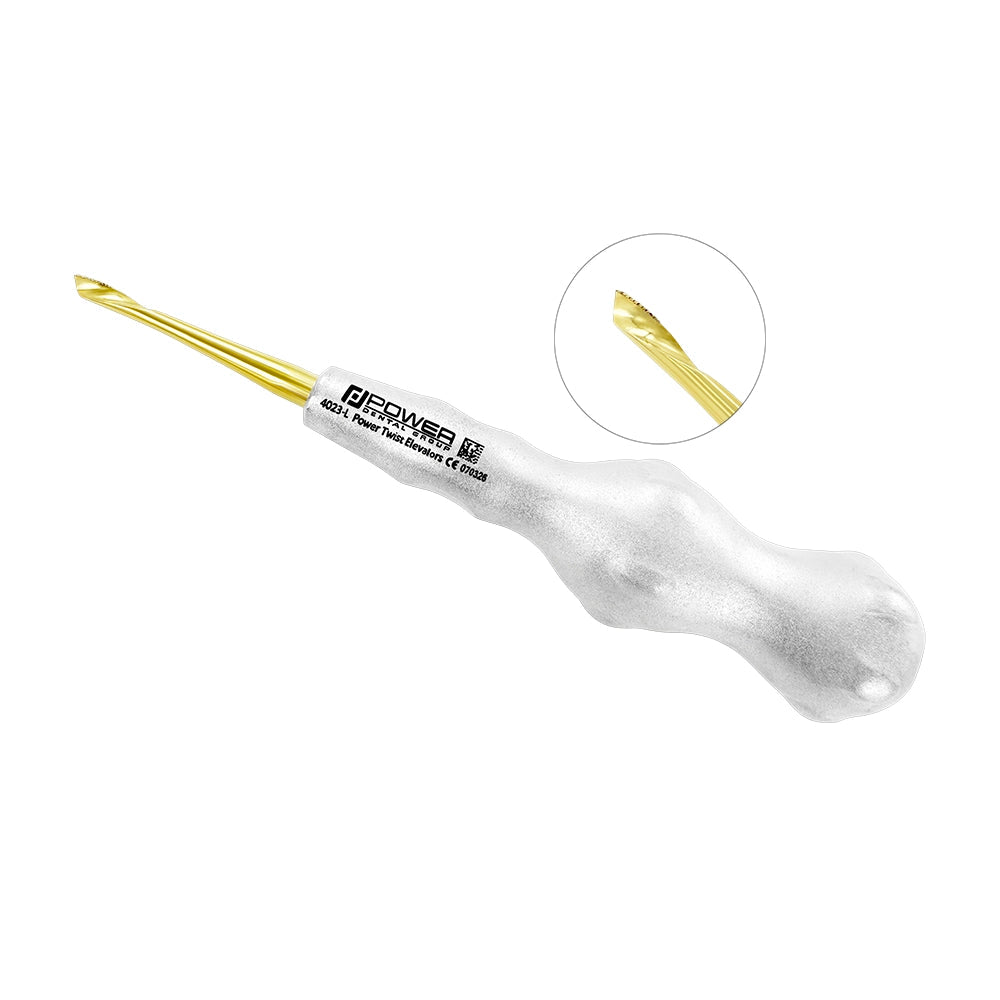 Power Twist Heavy Duty 4 mm straight-left elevator with titanium-coated working end