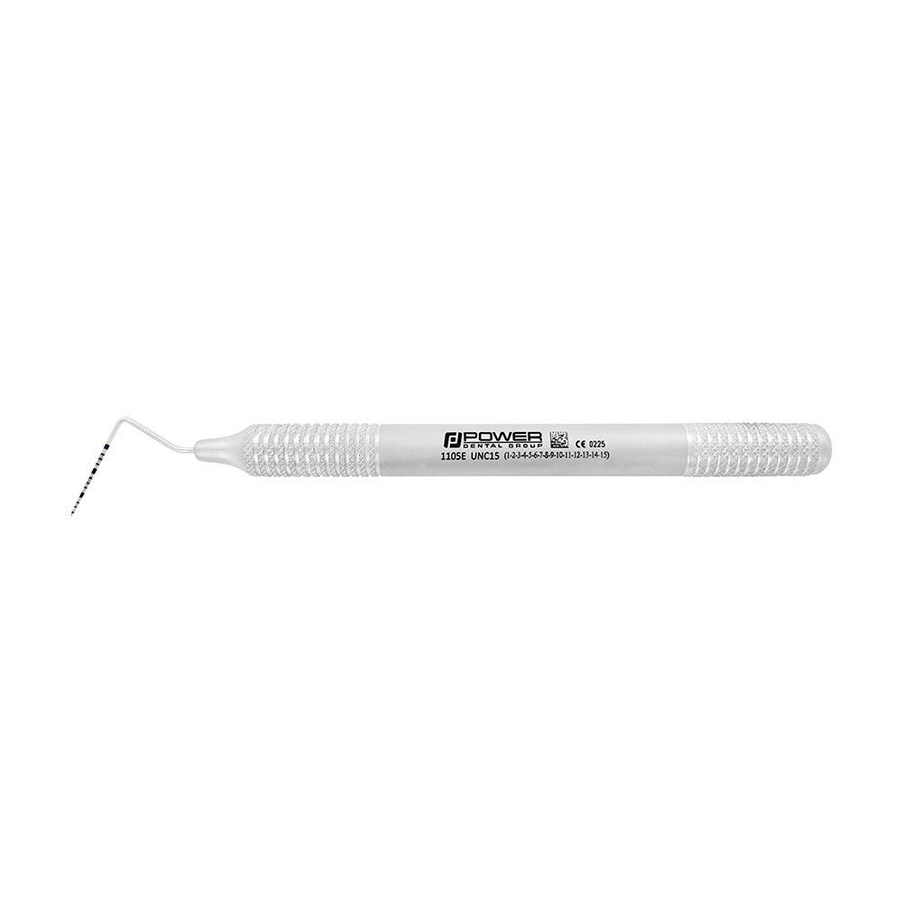 Power UNC15 Probe (1–15 mm), 6EZ periodontal probe with angled working end, side profile