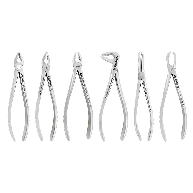 Power Universal atraumatic extraction forceps kit, compact handle, set of 6 for adult and pediatric use – SKU 5040