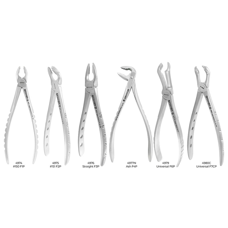 Power Universal atraumatic extraction forceps kit, standard handle, set of 6 – SKU 9006-BAFO
