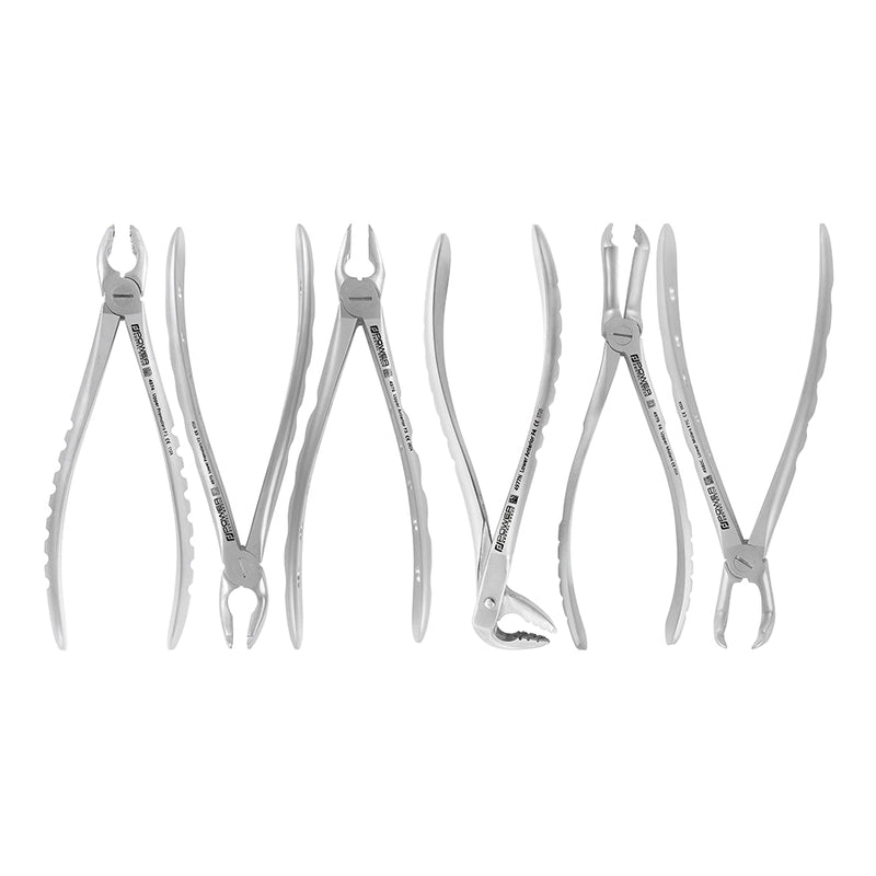 Alternate staged view of the Power Universal atraumatic extraction forceps kit, standard handle, set of 6 – SKU 9006-BAFO
