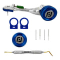 Power X Extractor Kit controlled vertical extraction system with device, updated Power Wheel, anchors, burs, silicone caps, and Power Flex Periotome