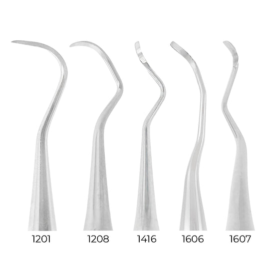 Scaler & Curette Kit showing five scaler and curette tip profiles