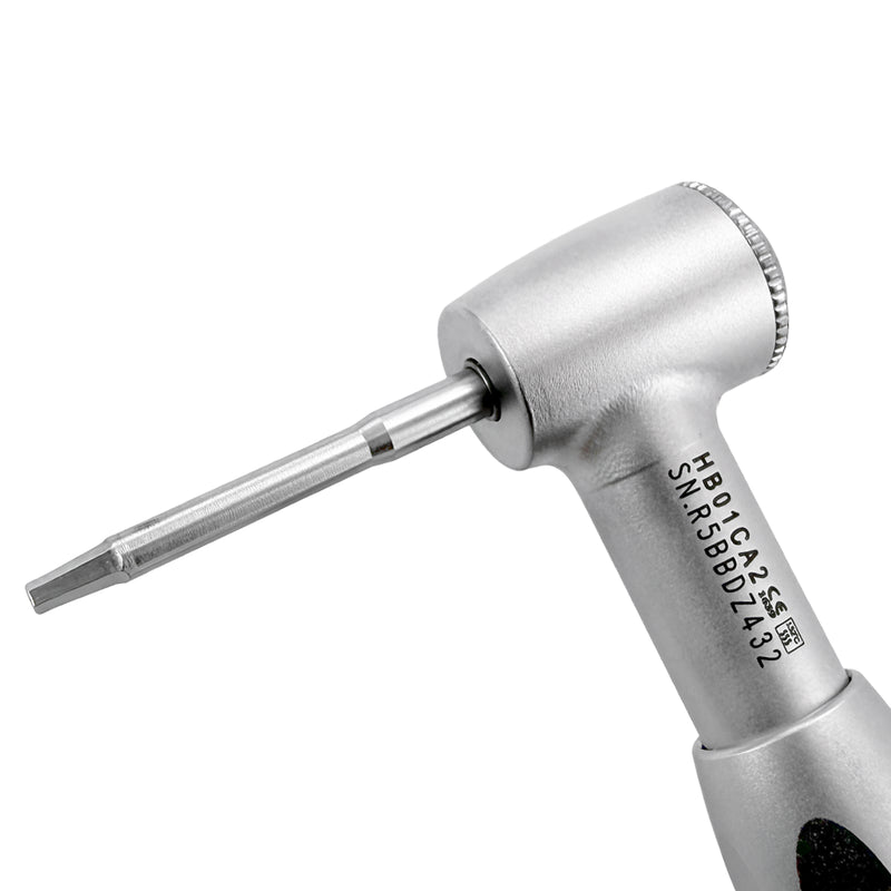 Close-up of SD-Torque Handpiece contra-angle head with 1.2 mm driver installed