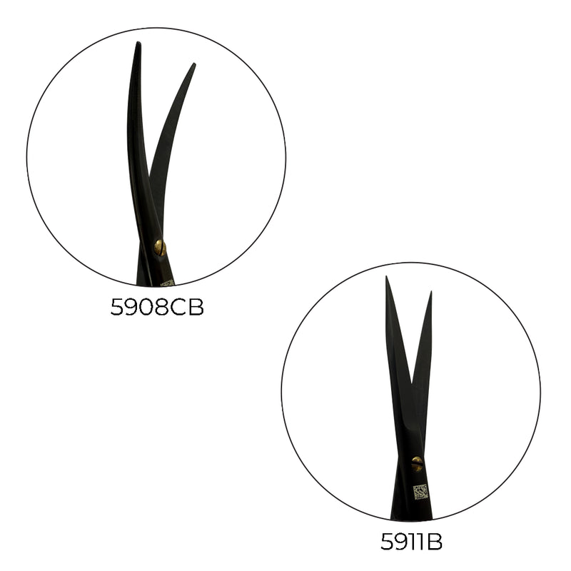Close-up of 5908CB Metzenbaum and 5911B Goldman-Fox Super Cut Suture Scissors tips