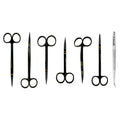 Included instruments in the Super Cut Suture Scissors Kit – Black Titanium, Set of 7