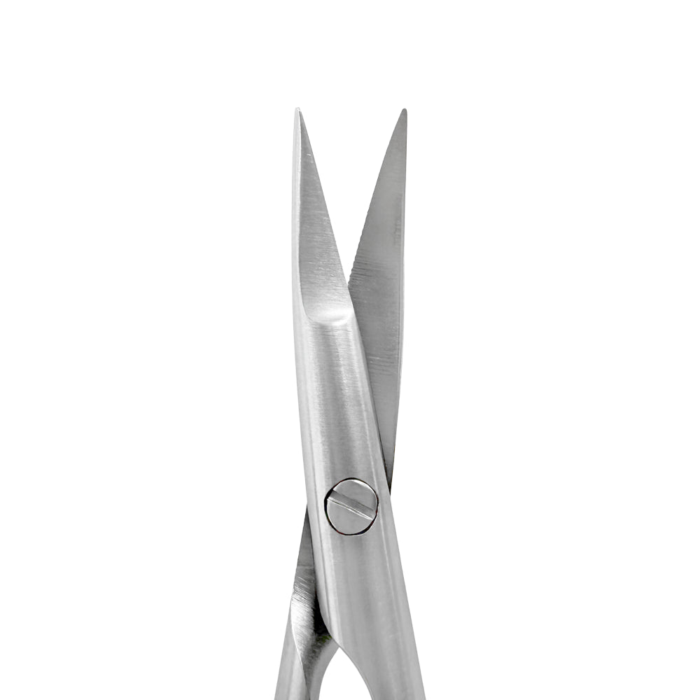 Close-up of the working end on Supremo S0081 micro-serrated Castroviejo tissue scissors