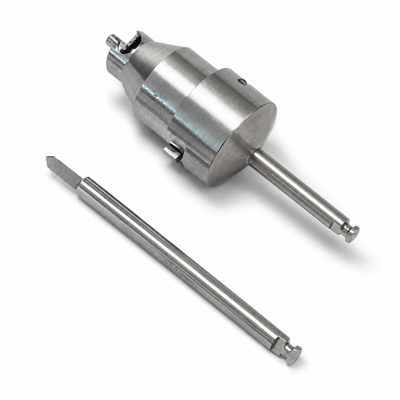 Supremo Harvester bone collector with pilot drill on white background