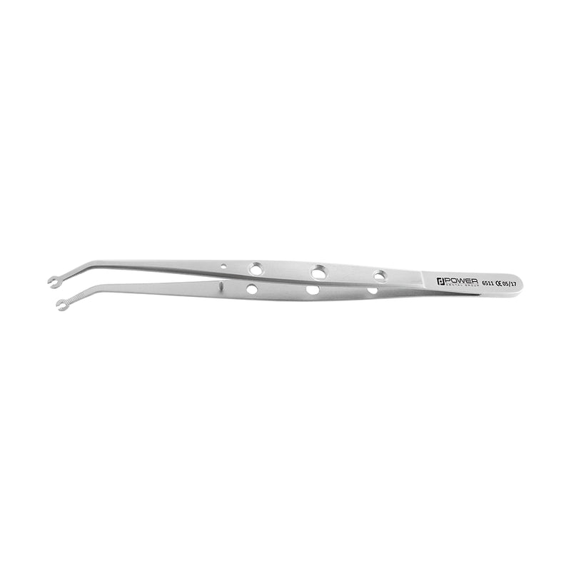 Horizontal view of curved Suture Corn Tissue Forceps, 16 cm – SKU 6511