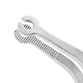 Close-up of curved Suture Corn tip on tissue forceps – SKU 6511