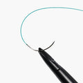 Close-up of 15 mm 3/8 circle Black Regular needle for Techsuture Nylon Soft Blue Suture USP 5-0