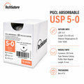 Techsuture PGCL absorbable suture USP 5-0 with 15 mm 3/8 circle Black Regular reverse-cutting needle, box of 12